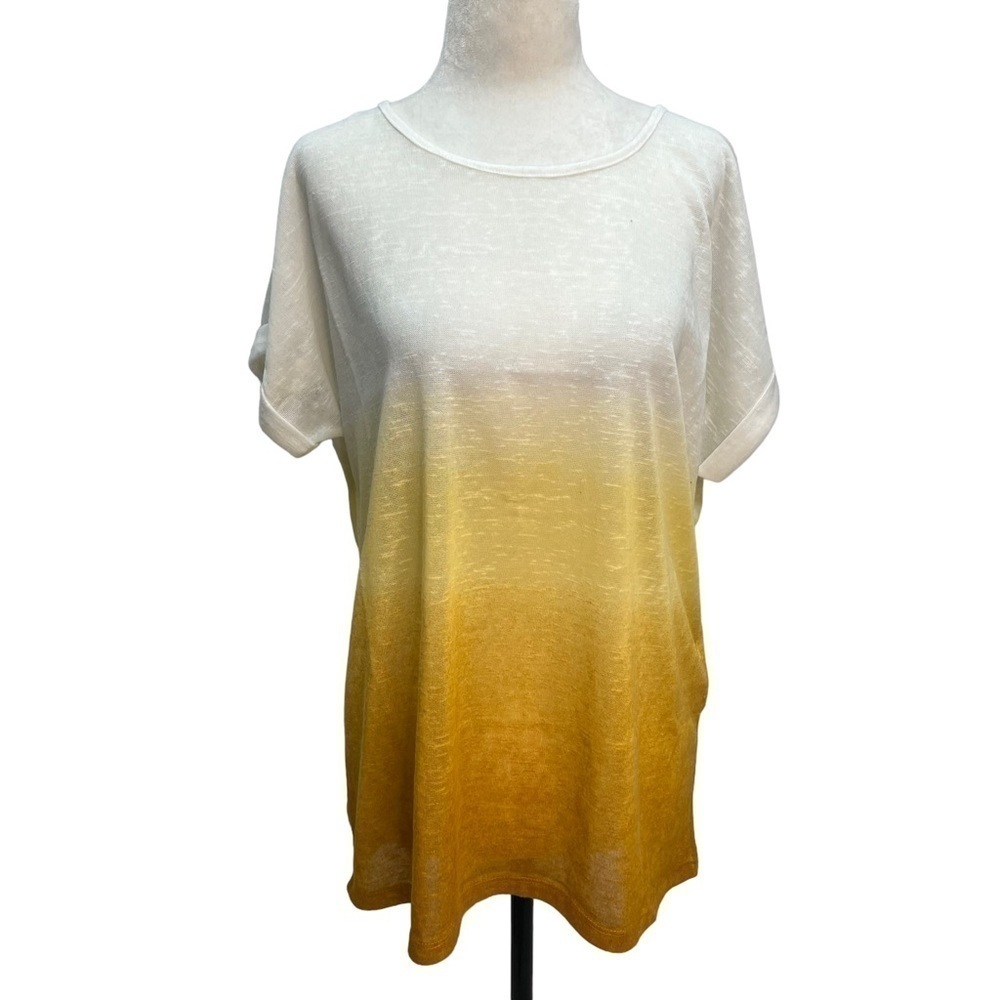 NWTšSOYA Concept White Yellow Ombre Short Sleeve T-Shirt Size L